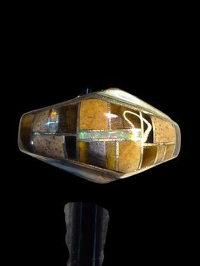 LC Sterling Silver Inlay Mosaic Statement Ring Size 8